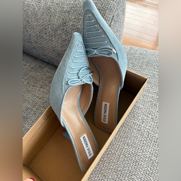 Steve Madden Brianne Denim Pointed Stiletto Mules, Size 9 brand new with box - Picture 16 of 16
